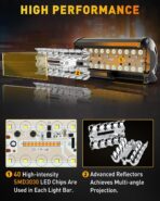 NAOEVO 7 Inch Light Bar, 240W 24,000LM Offroad Fog/Driving Lights LED Pods with 2 Leads Wiring Harness, Spot Flood Combo LED Work Lights for Truck Boat UTV ATV, 2-Pack (White/Amber/White&Amber) - Image 3