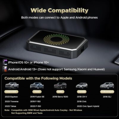 TOGUARDGO 3-in-1 Wireless Carplay Adapter Magic AI Box with Net-Flix YouTube TikTok Upgrade Wired Car Play to Wireless Support USB Drive for iPhone 10+ and Android 13+ - Image 8