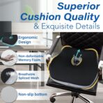 Car Seat Cushion, Ergonomic Memory Foam Car Cushion for Sciatica Pain Relief, Larger Driving Seat Pillow for Short Drivers on Long Drives - Butt Pillow for Truck, Office, Wheelchair - Black&Gray - Image 8