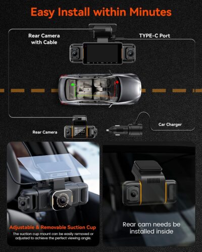 IIWEY N9 5 Channel Dash Cam 360° View, 5.8G WiFi-6 with App, Free 128GB Card, FHD Front & Rear Inside, Left, Right Dash Camera for Car, 12 IR Lights Night Vision, GPS, 24/7 Parking Mode, G-Sensor - Image 7