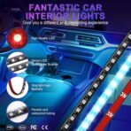 LivTee Accent Interior Car Lights, Smart Car Interior Lights with App Control, RGB LED Lights with Music Mode and DIY Mode, 2 Lines Design LED Lights for Cars with Charger, Car Accessories for Women - Image 6