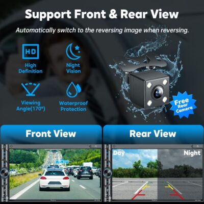 Upgrade Wireless Double Din Car Stereo with Carplay, Android Auto, Bluetooth, 4-Channel RCA, High Power, 2 Subwoofer Ports, 7" HD Capacitive Touchscreen Car Radio, Backup Camera, Audio Receiver - Image 5