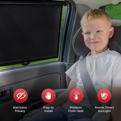PLTCAT 2 Pack Car Sun Shade Side Window for Baby, Roller Vehicle Shades Sun Protection Shade for Car Side Window (Standard-16''x18'') - Image 5