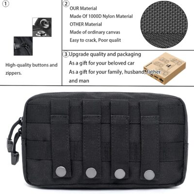 6 Pack Tactical Molle Automotive Seat Back Organizer Tactical Vehicle Panel Organizer with 5 Detachable Molle Pouch for Car Truck Ford Jeep Vehicle,US Flag Patch For Man (5 Pouches) - Image 3