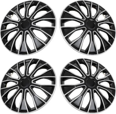 SCITOO 4pcs Wheel Rim Cover Hubcaps Set of 15-Inch Black & Silver can be Easily Installed on Car Truck SUV,Suitable for a Variety of Models,Beautiful and Rust-Proof. - Image 8