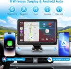 Wireless Carplay Screen for Car, 7" HD Touch Screen Portable Car Stereo for Carplay & Android Auto, Pantalla para Carros with Bluetooth, AUX, FM Transmitter, Voice Control - Image 2
