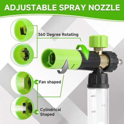 Tool Daily Short Pressure Washer Gun with Mini Foam Cannon, Dual Connector Accessory, 5 Power Washer Nozzle Tips, 1/4 Inch Quick Connect - Image 6