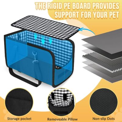 SlowTon Console Dog Car Seat - Portable Dogs Armrest Booster Seat for Small Dog, Anti-Collapse Pet Car Seat with Soft Cushion Safety Belt, Support Pet Up to 11lbs (Black) - Image 4