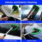 desin Windshield Cleaning Tool, Car Window Cleaner Windshield Cleaner with 4 Reusable and Washable Microfiber Pads and Extendable Handle Auto Inside Glass Wiper Kit (Green) - Image 4