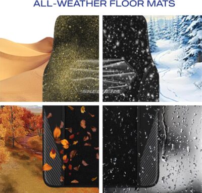 Skechers Car Floor Mats,Waterproof Universal Fit Car Mats,Faux Leather Car Floor Mats,Carbon Floor Mats for Cars with Anti-Slip Skechers Heel Pad Fit for SUV,Vans,Sedans,Trucks,Black - Image 7