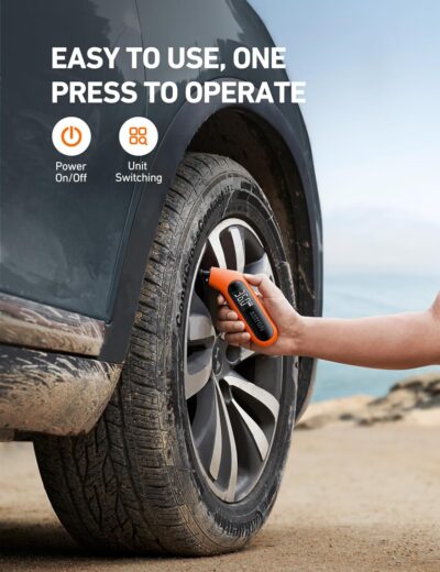 AstroAI Digital Tire Pressure Gauge 3-300PSI Calibrated to ANSI B40.7 Grade 2A (0.5%), Backlight and Flashlight, Presta Valve Adaptor Included, 4 Units, AAA Batteries, Orange - Image 7