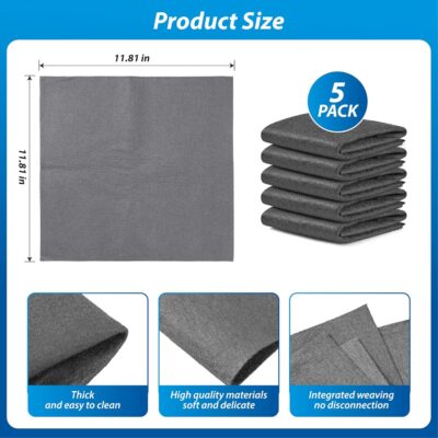 Thickened Magic Cleaning Cloth for Glass,5Pcs Lint Streak Free Microfiber Cloth Reusable, Cleaning Rags Wipes for Windows, Cars, Mirrors - Image 5