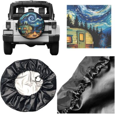Starry Night Spare Tire Cover Wheel Protector Universal Fit for 14 Inch Tires for RV SUV Truck Camper Travel Trailer - Image 5