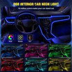 Interior Car LED Strip Lights, RGB USB Ambient Lighting with Fiber Optic, EL Wire Car Accessories (2 in 1) - Image 4