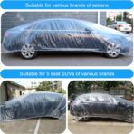 4 Pack Clear Plastic Car Cover, Disposable Car Covers Universal Vehicle Rain Dust Garage Cover Cars Protective Covers with Elastic Band Medium for Sedan Outdoor Snow Rain Weather(15.7FT x 24.6FT) - Image 4