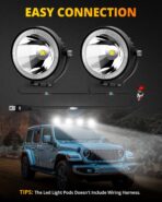 NAOEVO 4 Inch Round LED Pod Lights, 60W 6000LM LED Spot Off Road/Driving/Fog Lights for Truck Car ATV UTV Boat Motorcycle, 2-Pack (White) - Image 7