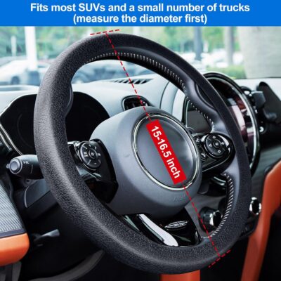 Spurtar Car Steering Wheel Cover for Women Men Car Accessories, Silicone Anti-Slip Thin Steering Wheel Protector, Black Soft Leather Texture Interior Vehicle Accessories, Fit Diamenter 15" - 16.5" - Image 6