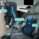 Samsonite Memory Foam Lumbar Support Pillow, Ergonomic Back Cushion for Office Chair, Gaming Chair, Auto Back Support with Cooling Gel, Home Essentials for Sitting Comfort, Posture Relief, Black Mesh - Image 2