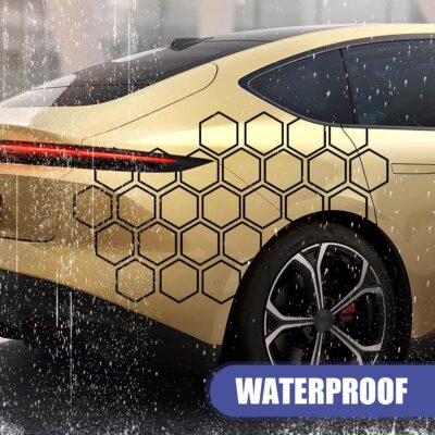 30 Grids Honeycomb Graphics Car Door Decals, Reflective PVC Car Side Body Sticker, Auto Body Modification DIY Vinyl Decal, Universal for Most Cars (Black) - Image 6