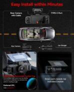 IIWEY N6 360° Dash Cam 4 Channel, 5.8G WiFi-6 (up to 20MB/s) with App, Free 128GB Card, FHD Front & Rear Inside Dash Cam for Car, 8 IR Lights Night Vision, GPS, 24/7 Parking Mode, G-Sensor - Image 7
