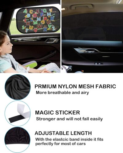Tevlaphee Car Sunshade Kids, Universal Sun Visor Car Net Sunscreen Baby with Certified UV for Side Window Mesh Material Protects Passenger Baby, Children & Pets(L) (L) - Image 4