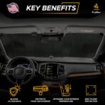 EcoNour Accordion Car Windshield Sun Shade | Reflective Car Window Shades for UV & Sun Protection | Foldable Windshield Cover Keeps Interior Cool | 26 x 56 Inches - Image 2