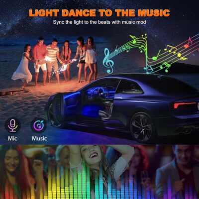Interior Car LED Strip Lights with Wireless APP and Remote Control, RGB 5 in 1 Ambient Lighting Kits with 236 inches Fiber Optic, 16 Million Colors Car Neon Lights, Sync to Music - Image 4