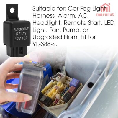 2Pcs 12V 40A Relay, Automotive 4 Pin Relays Fit for YL-388-S FLS821 Fog Driving Light, 12VDC 30A Universal Heavy Duty SPST Relay Replacement Kit for Air Fan Conditioner Starter Bar Wire Wiring Harness - Image 5