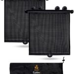 EcoNour Car Window Covers for Baby (2 Pack) | Retractable Car Window Shades for Protecting Kids, Passengers & Pets from Harmful Sun Rays | Window Sun Shade for Trucks, SUVs | (22”x24”)