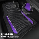 CAR PASS Heavy Rubber Car Floor Mats, Deep Waterproof Car Floor Mats All Weather, Aluminum Film Universal Trim to Fit for Cars SUV Trucks Sedans, Anti-Slip, Black Purple Metallic - Image 2