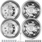 19.5" Wheel Simulators,19.5" 10 Lug Stainless Steel Hubcaps with Wheel Lug Bolts Kit,Polished Finish,2 Front Wheels/2 Rear Wheels,Wheel Simulators Suitable for 2005-2021 Ford F450/F550,Ford Raptor 2WD