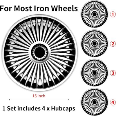 15 inch Wheel Cover for Iron Rim, Hubcap Car Rims Set of 4, Blade Rim Cover, Compatible/Replacement Automotive Wheel Tire ABS Plastic Decoration Accessories - Image 8