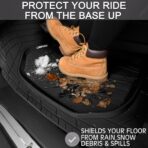 CAR PASS DeepDish Heavy Duty Rubber Floor Mats 3-Piece, Universal M-XL Size Trim-to-Fit Automotive Floor Mats for Truck Van SUV, Durable Waterproof All Weather Car Mats (Solid Black) - Image 5