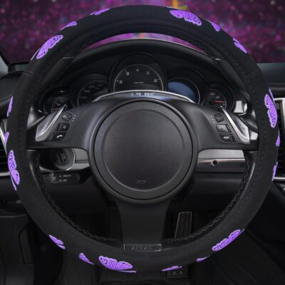 Car Pass Purple Butterfly Steering Wheel Covers, 14.5" to 15.5" Car Wheel Cover Universal Fit for Suvs, Small Trucks, Sedans, Cars for Cute Women Girly (Black and Purple) - Image 5