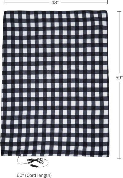 Heated Blanket - 12-Volt Electric Blanket for Car, Truck, SUV, or RV - Portable Winter Car Accessories for Camping or Travel by Stalwart (Black Plaid) - Image 5