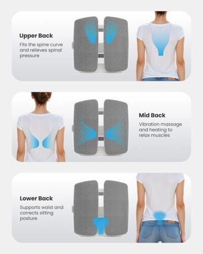 COMFIER Heated Lumbar Support Pillow with Vibration Massage, Back Support Cushion for Office Chair, Adjustable Height up to 18.1 in – Thoughtful Gifts for Mom Dad Women Men - Image 5