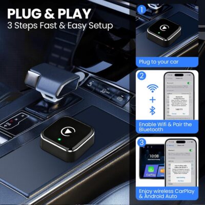 Wireless CarPlay Adapter2026 Upgraded – Suitable for Apple iPhone & Android, with Compact Size, Plug-and-Play Convenience, and Fast, Stable Connection for CarPlay & Android Applications - Image 6