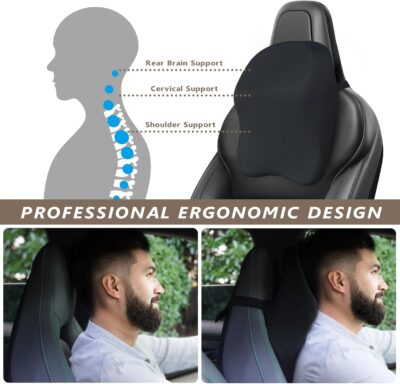 Car Headrest Pillow - Shoulder & Neck Pillow for Car Headrest w/Adjustable Strap & Clip to Secure - Memory Foam Car Neck Pillow for Driving Seat - Ergonomic Head Rest Pillow for Car Seat Neck Support - Image 5