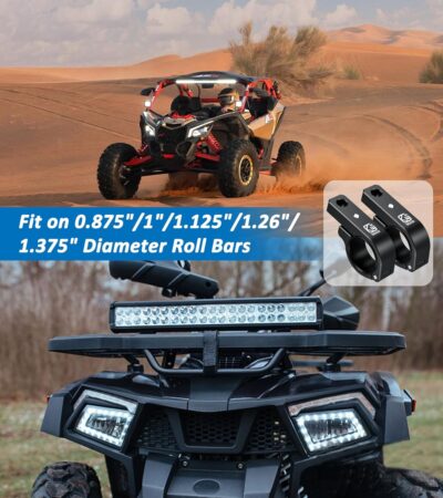 2 PCS Light Bar Mounts, Aluminium Alloy LED Light Mounting Brackets, Sturdy Roll Bar Clamps for Motorcycle ATV UTV Truck, Fit for 0.875" / 1" / 1.125" / 1.26" / 1.375" Handlebar Roll Cages - Image 7