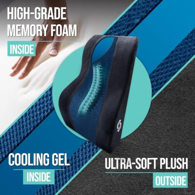 Samsonite Memory Foam Lumbar Support Pillow, Ergonomic Back Cushion for Office Chair, Gaming Chair, Auto Back Support with Cooling Gel, Home Essentials for Sitting Comfort, Posture Relief, Black Mesh - Image 4