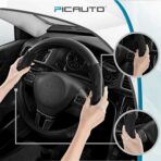 PIC AUTO Steering Wheel Cover, Silk Grain Leather Car Steering Wheel Protector, Comfortable Grip, Universal 14.5-15.5 Inch Anti-Slip Steering Wheels Accessories for Men & Women (Black) - Image 4