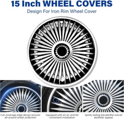 Hubcaps 15 Inch Exact Fit for R15 Iron Wheels Universal ABS Plastic Wheel Covers Set of 4 Snap On Rim Caps for Most Cars Trucks SUV Sedans 4Pcs 15" Hubcaps Wheel Rim Cover Direct Replacement - Image 6