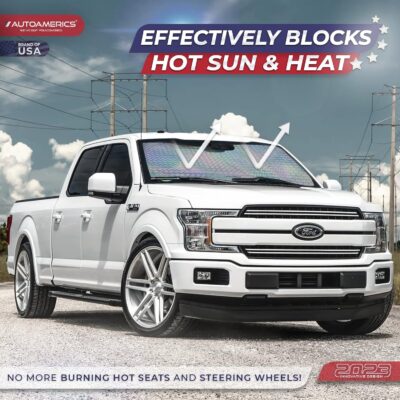 Autoamerics 1-Piece Windshield Sun Shade - Holographic Print Foldable Car Front Window Sunshade for Cars SUV Truck - Heat Blocker Visor Protector Blocks Max UV Rays and Keeps Your Vehicle Cool Medium - Image 3