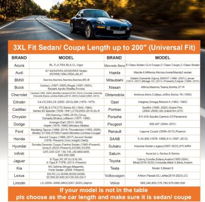 SEAZEN Car Cover with Zipper, 2 Layer Full Car Covers Waterproof/UV Protection/Snowproof/Dustproof, Universal Car Cover (Fit Sedan-Length Up to 200") - Image 6