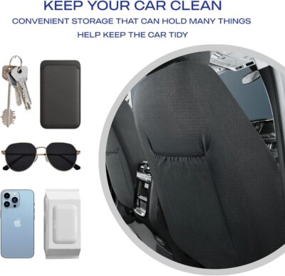 Skechers Car Seat Covers,Luxury Faux Leather Seat Covers,Waterproof Anti Slip Car Seat Protector Front Seats,Car Accessories Airbag Universal Fit for Most Cars,Vans,Trucks,SUV,Black - Image 7