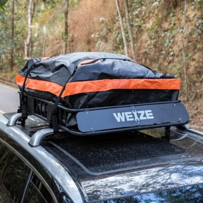 WEIZE 54" x 34" Heavy Duty Roof Rack Basket, 200LBS Universal Rooftop Cargo Basket with Waterproof Bag, Cargo Net & Tie Down Straps, Steel Luggage Holder for Car SUV Truck - Image 7