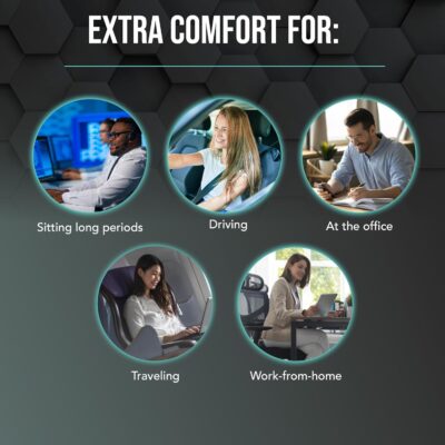 Samsonite Memory Foam Lumbar Support Pillow, Ergonomic Back Cushion for Office Chair, Gaming Chair, Auto Back Support with Cooling Gel, Home Essentials for Sitting Comfort, Posture Relief, Black Mesh - Image 6