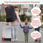 J.L. Childress Padded Backpack Car Seat Bag - Car Seat Travel Bag for Airplane, Cover Fits Most Baby & Infant Carriers & Boosters, Airport Accessories for Gate Check or Baggage Check - Ultimate, Black - Image 2