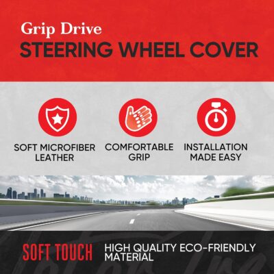 Motor Trend GripDrive Carbon Fiber Steering Wheel Cover, Non-Slip Sporty Racing Faux Leather Ergonomic Comfortable Handle, Steering Wheel Cover for Cars Trucks Vans SUV - Fits Standard 15 Inch - Beige - Image 2