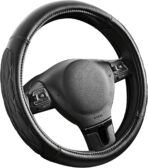 PIC AUTO Steering Wheel Cover, Black Thick Rhombic Foam and Premium Leather, Universal 14.5-15.5 Inch Breathable Anti-Slip Steering Wheels Accessories for Men & Women - Image 2